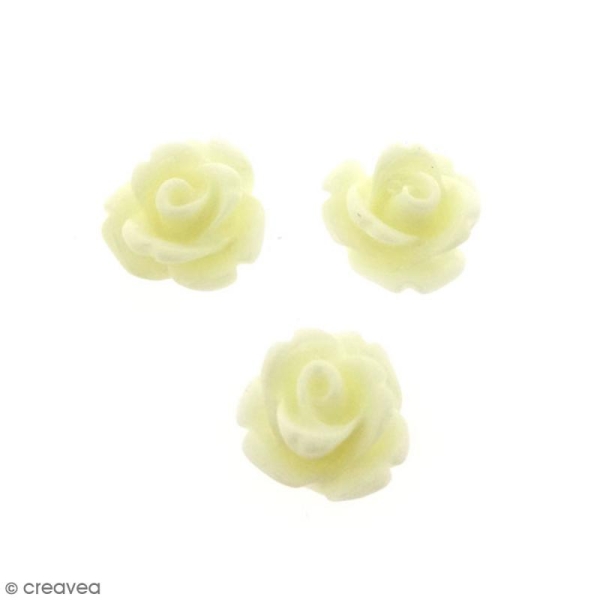 Cabochon Fleur en résine Blanc ivoire - 10 mm - 10 pcs - Photo n°1