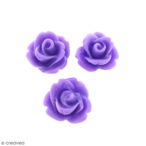 Cabochon Fleur en résine Violet mauve - 10 mm - 10 pcs - Photo n°1