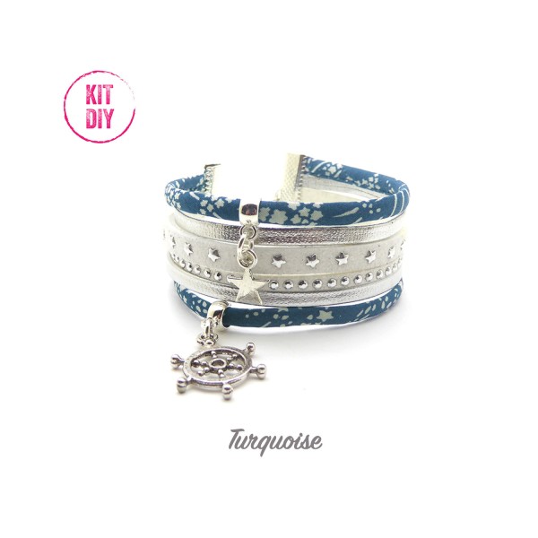 Kit diy bracelet turquoise Liberty Whispering stars à faire soi-même par 1kit - Photo n°1