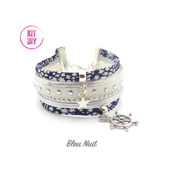 Kit diy bracelet bleu nuit Liberty Whispering stars à faire soi-même par 1kit - Photo n°1