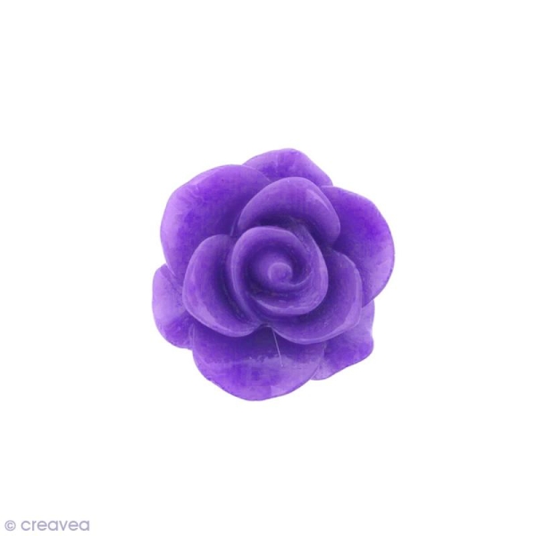 Cabochon Fleur en résine Violet mauve - 20 mm - 1 pce - Photo n°1