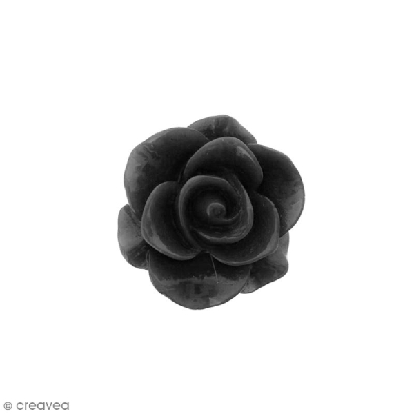 Cabochon Fleur en résine Noir - 20 mm - 1 pce - Photo n°1