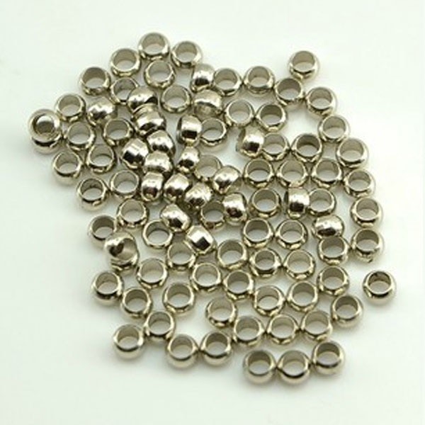 200 Perle a Ecraser 2mm Argente Mat Appret Creation bijoux, Collier - Photo n°1