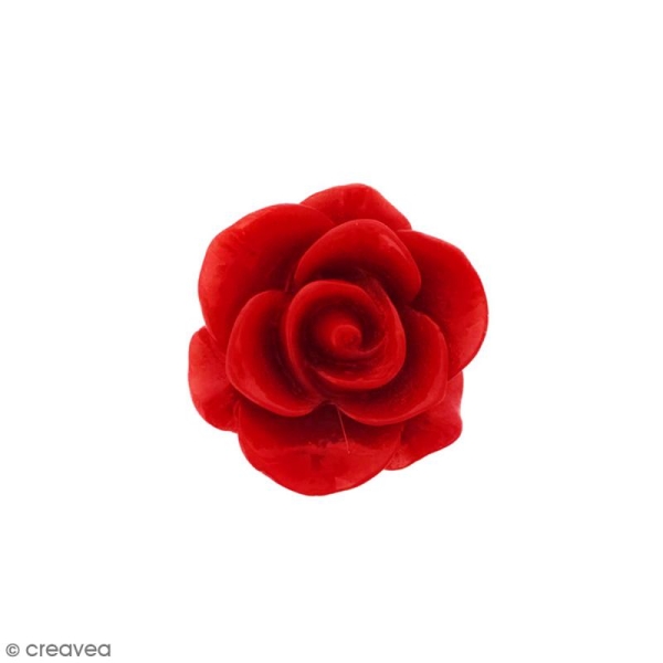 Cabochon Fleur en résine Rouge - 20 mm - 1 pce - Photo n°1
