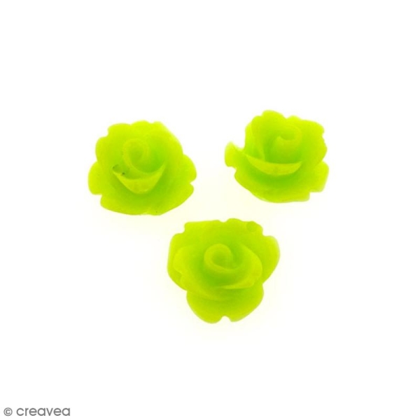 Cabochon Fleur en résine Vert anis - 10 mm - 10 pcs - Photo n°1