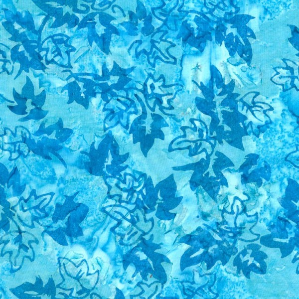 Tissu Batik feuilles de chêne bleues - Photo n°1