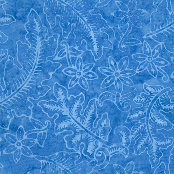 Tissu Batik fougères bleu moyen - Photo n°1