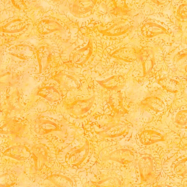 Tissu Batik motif cachemire couleur abricot - Photo n°1
