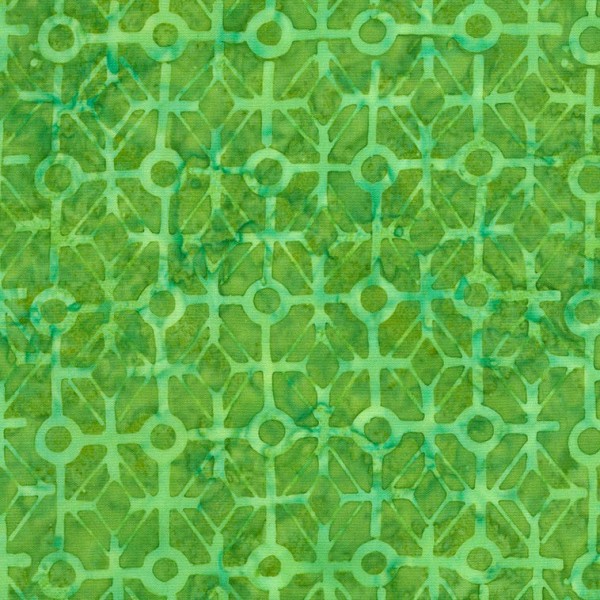 Tissu Batik motif géométrique vert ton sur ton - Photo n°1