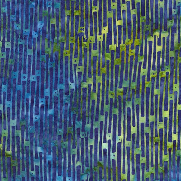 Tissu Batik stries bleu-vert fond bleu saphir - Photo n°1