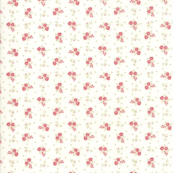 Tissu patchwork classique mini fleurs rouges fond écru - Porcelain de 3 Sisters - Photo n°1