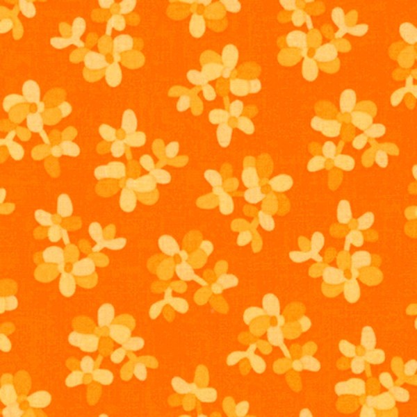Tissu patchwork fleurs ton sur ton orange - Photo n°1