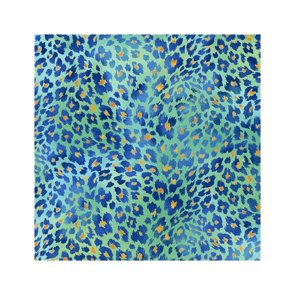 Tissu patchwork imprimé léopard bleu vert - Mirage - Photo n°1