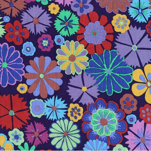 Tissu patchwork Kaffe Fassett Folk Flower violet - Photo n°1