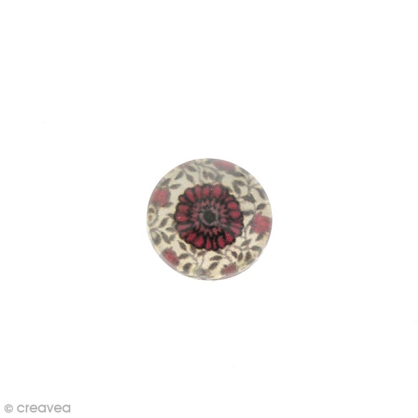 Cabochon en verre Fleur rouge - 10 mm - Photo n°1