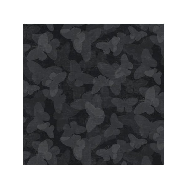 Tissu patchwork papillons ton-sur-ton noir - Photo n°1