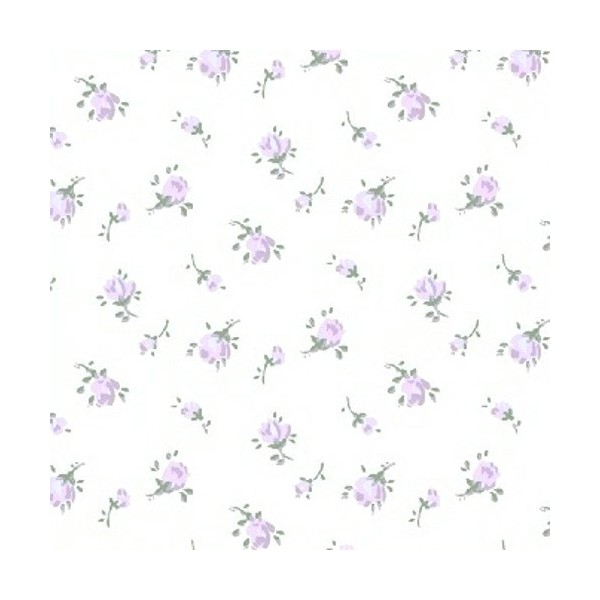 Tissu patchwork petite fleur violette fond blanc cassé - Roslyn - Photo n°1