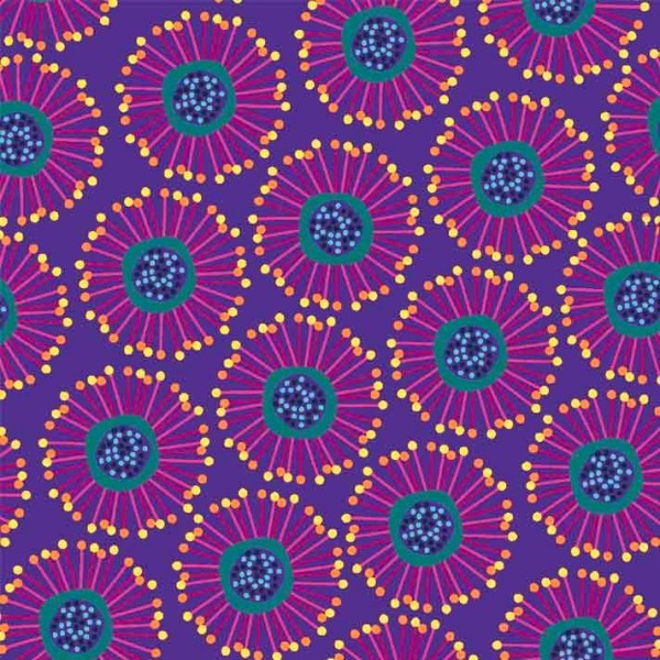 Tissu patchwork pistils fond violet - Forest Fancy - Photo n°1