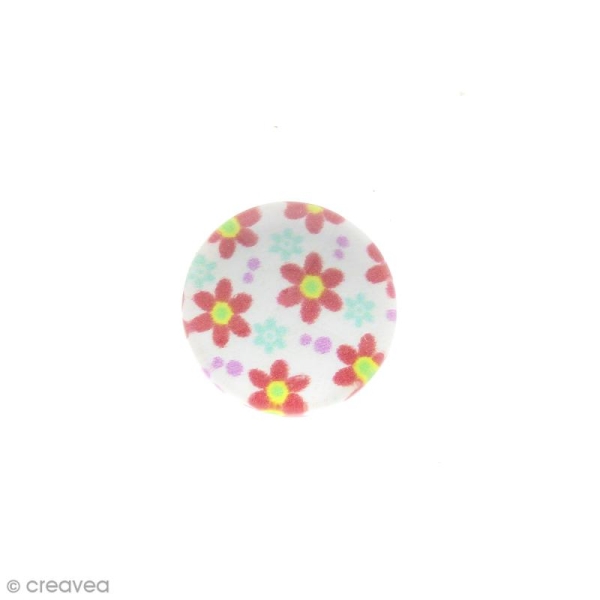 Cabochon en verre Fleurs multicolores - 10 mm - Photo n°1