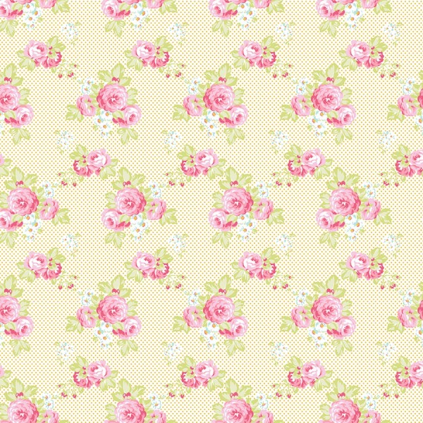 Tissu patchwork roses et minis pois fond écru - Darling Meadow - Photo n°1
