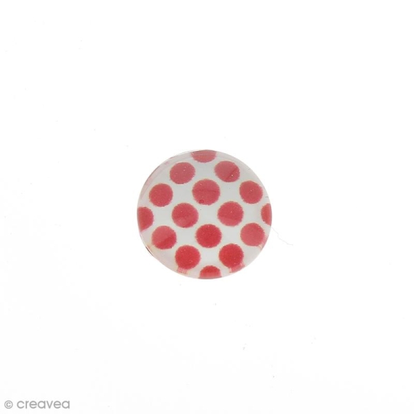 Cabochon en verre pois rouges - 10 mm - Photo n°1