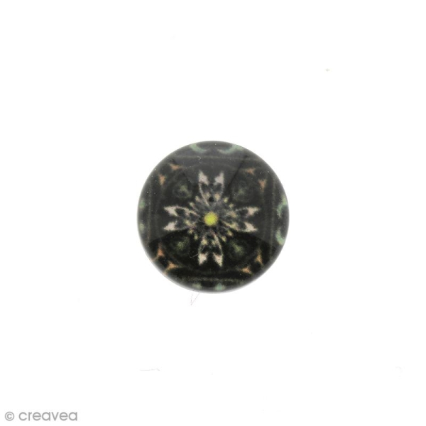 Cabochon en verre Rosace noire - 10 mm - Photo n°1