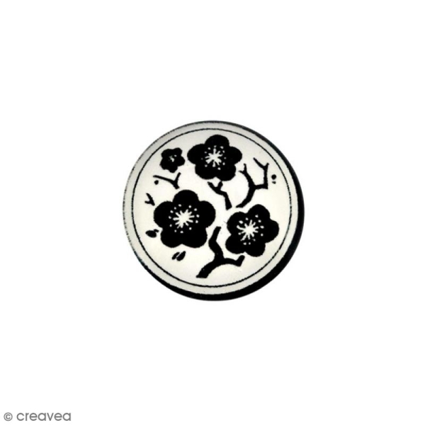 Cabochon en verre Fleur noire - 20 mm - Photo n°1
