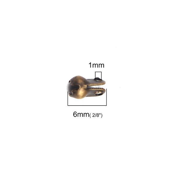 PS110201092 PAX 250 Embouts Fermoirs à plier Cache Noeud couleur Bronze pour chaine bille 2 et 2.4mm - Photo n°2