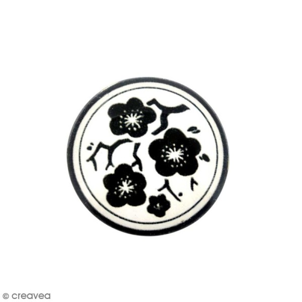 Cabochon en verre Fleur noire - 30 mm - Photo n°1