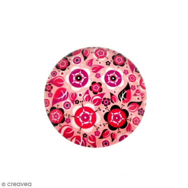 Cabochon en verre Fleurs fuchsia - 30 mm - Photo n°1