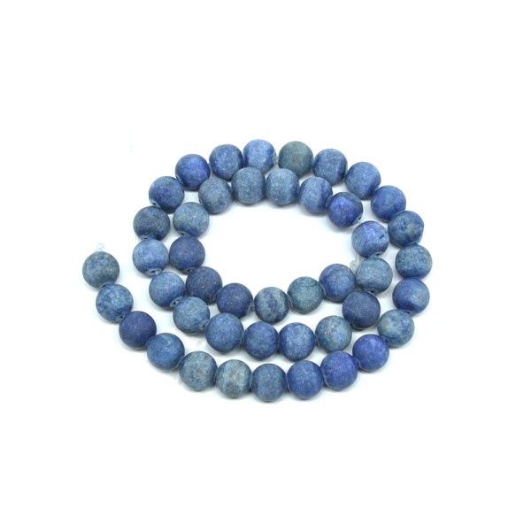 Perles semi-précieuses dépolies tons bleu - 1 fil - Photo n°1