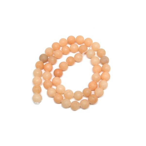 Perles semi-précieuses dépolies tons orange - 1 fil - Photo n°1