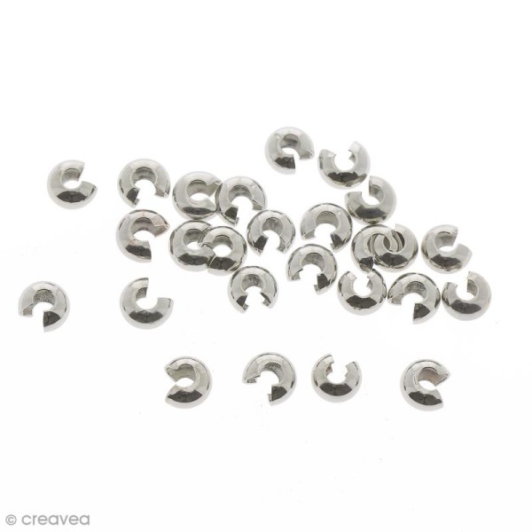 Caches perles à écraser lisses gris argenté vieilli - 5 mm - 30 pcs - Photo n°1
