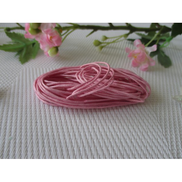 Fil coton ciré rose clair 1 mm x 5 m - Photo n°1