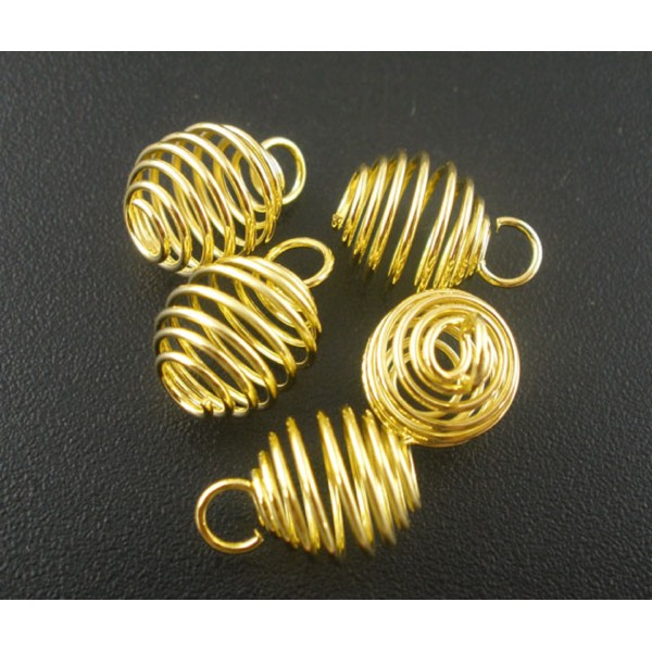 LOT 20 PENDENTIFS métals dorés : cage pour perle 9*10mm - Photo n°1