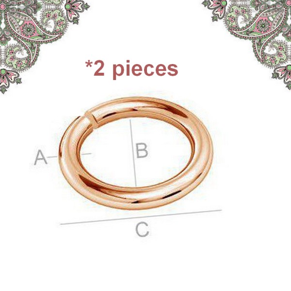 Argent 925 Plaquage Or Rose-Lot de 2 anneaux ouverts 0.9*4.6 mm pour chaines, breloques - Photo n°1