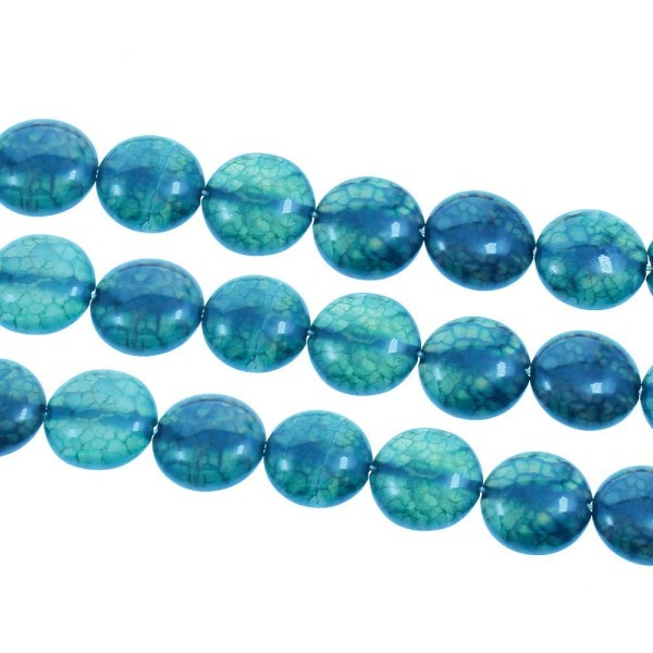 10pcs Bleu Laiteux Crystal Monnaie Rond Veines de Dragon, de l'Agate, pierre Naturelle Perles Plat S - Photo n°1