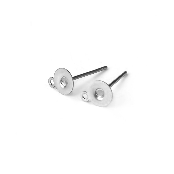 PAX 50 Supports de Boucle d'oreille puce avec attache 6mm ACIER INOXYDABLE S11100985 - Photo n°1