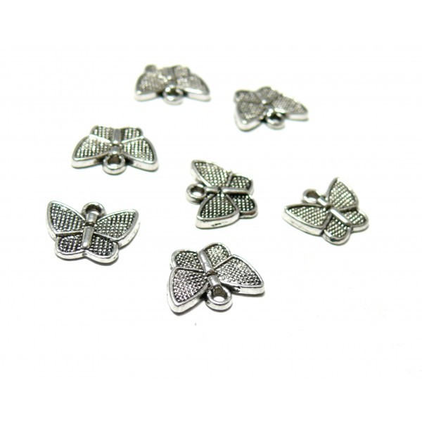 PAX 50 pendentifs breloques petit papillons 2B3803 Argent Antique - Photo n°1