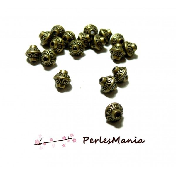 PAX 50 perles intercalaire TOUPIE INCA 6mm metal couleur BRONZE PS1114499 - Photo n°1