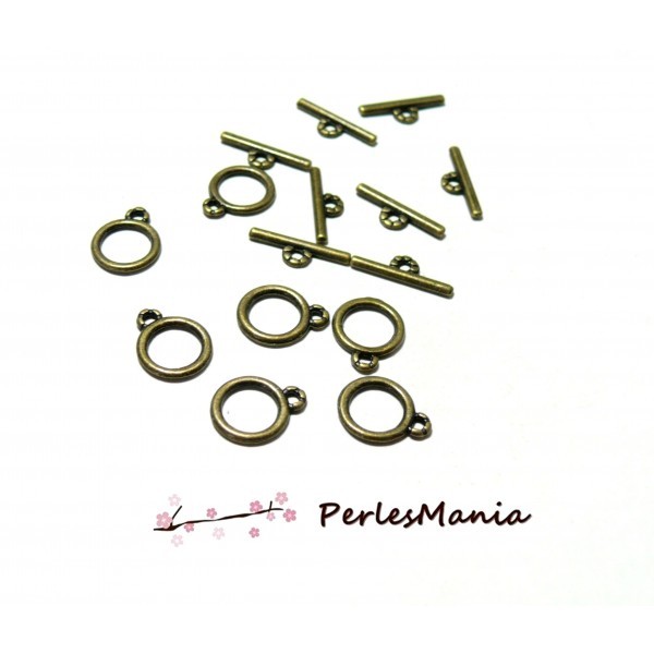 PAX 100 sets petits fermoirs T toggle bronze travaillés 2Y8354 - Photo n°1