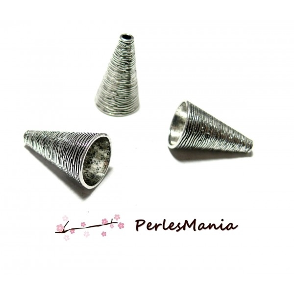 PAX 10 cônes coupelles embouts Ethnica metal couleur Argent Antique PS11103917 - Photo n°1