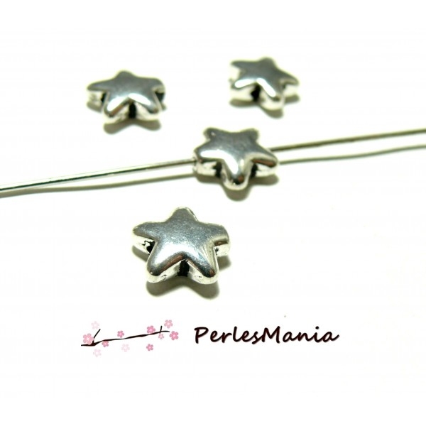 PAX 50 perles intercalaire Etoile Argent Platine 12mm S1198897 - Photo n°1