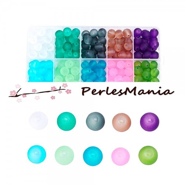 Les Essentiels: Boite de 600 Perles de verre effet Givre 6mm PX1036 - Photo n°1
