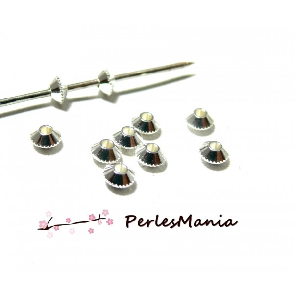 PAX environ 100 perles intercalaires Toupies Travaillées 4mm metal couleur Argent Vif HEC8 - Photo n°1