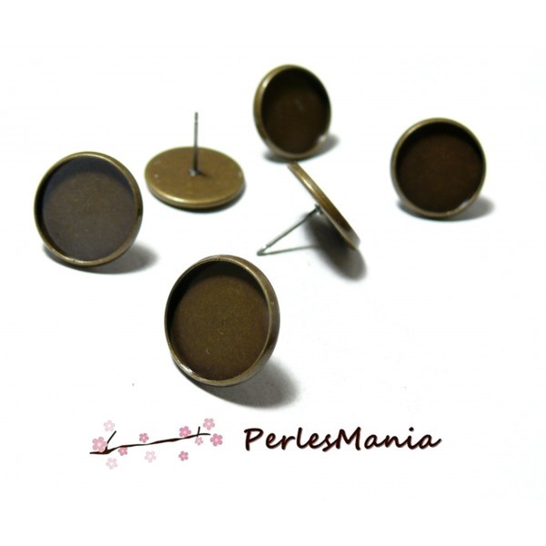 PAX 20 Supports de Boucle d'oreille Puce laiton couleur Bronze 8mm - Photo n°1