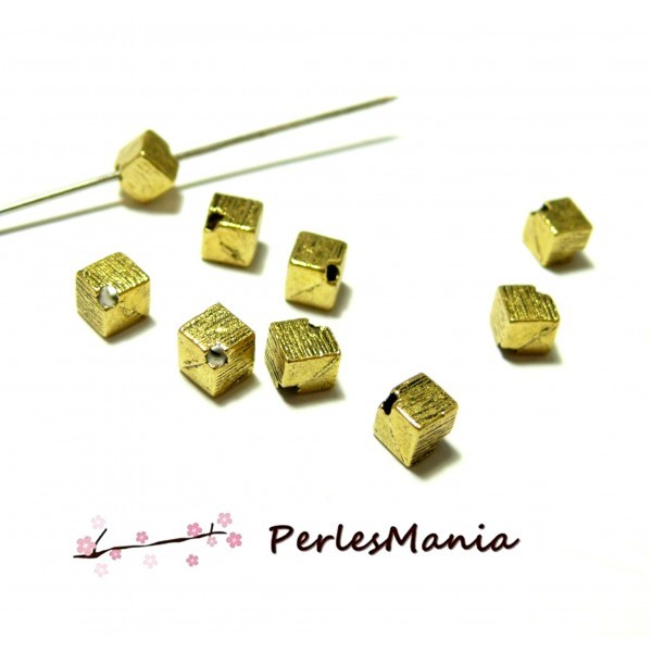 PAX 50 perles intercalaires Cubes 5mm metal couleur Doré PS11105709 - Photo n°1