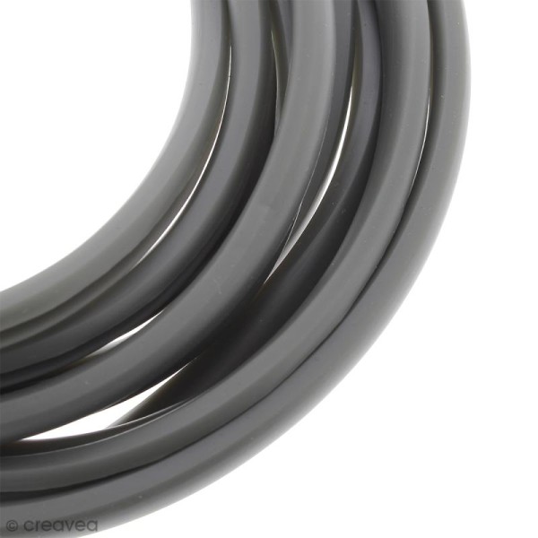 Cable PVC fendu - Buna cord - Gris mat - 9 x 6 mm - Au mètre (sur mesure) - Photo n°1