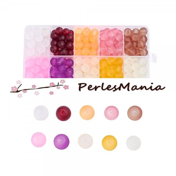 Les Essentiels: Boite de 120 Perles de verre effet Givre 10mm PX10210 - Photo n°1