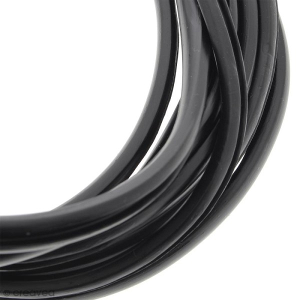 Cable PVC fendu - Buna cord - Noir mat - 9 x 6 mm - Au mètre (sur mesure) - Photo n°1